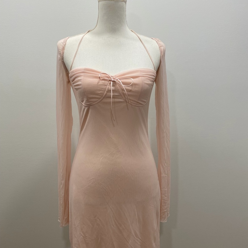 Elegant Pink Long Sleeve Dress